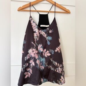 Black floral tank top Women’s size Medium - lined Bishop & Young